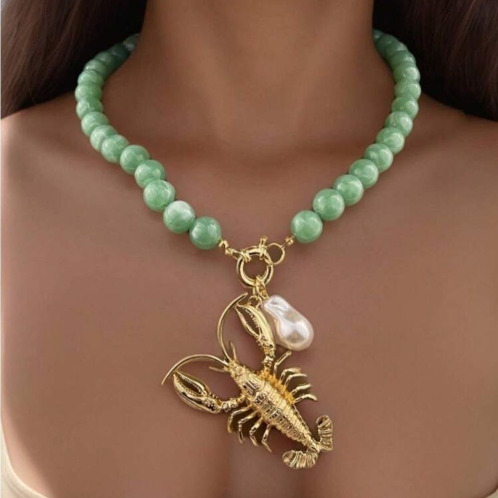 Beaded Lobster Pendant Necklace A1236